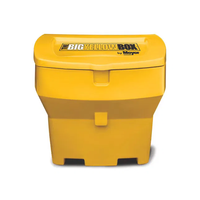 32403 – MEYER PROD Ice Melt Storage Container, Single Compartment Yellow Molded Plastic 32 Inch Depth x 30 Inch Heigh...